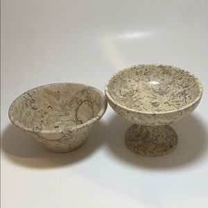 NWOT Set of 2 Real Stone Bowls